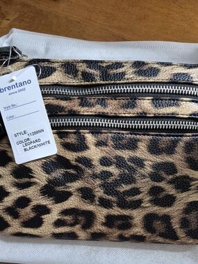Brentano Leopard Print Women's Crossbody Purse - Tan and Black